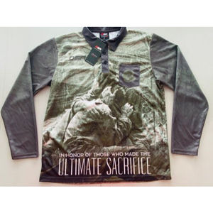 DSA Military Long Sleeve Polo Shirt Patriot Honor Fallen Soldier NWT Mens Large